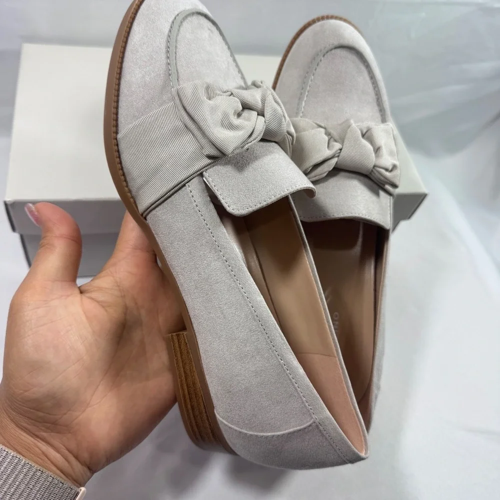 New Bandolino Lindio Bow‎ Loafers Light Natural 8.5 M Comfortable Slip On Shoes